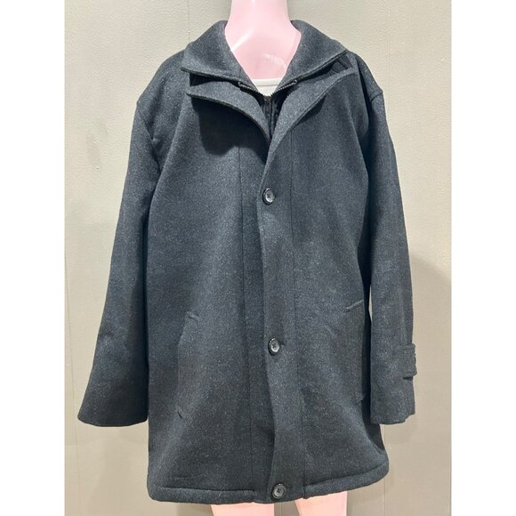 Afazzy New York Med Grey Cashmere Blend Coat Zipper & Buttons Unisex - Picture 9 of 16